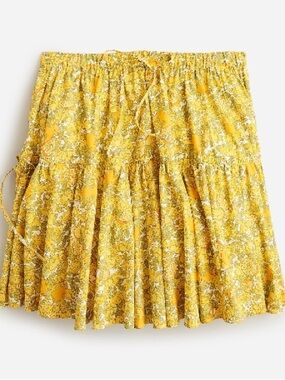 J. Crew Limone Yellow Floral Circle Skirt